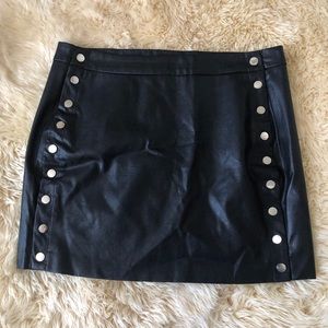 F21+ Leather Button Snap Mini Skirt